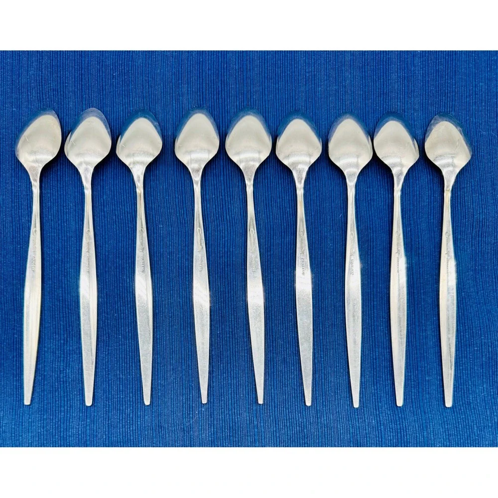 Oneida Community Venetia Iced Tea Spoon Silver Stainless 9 Piece Lot 7.5 inch
